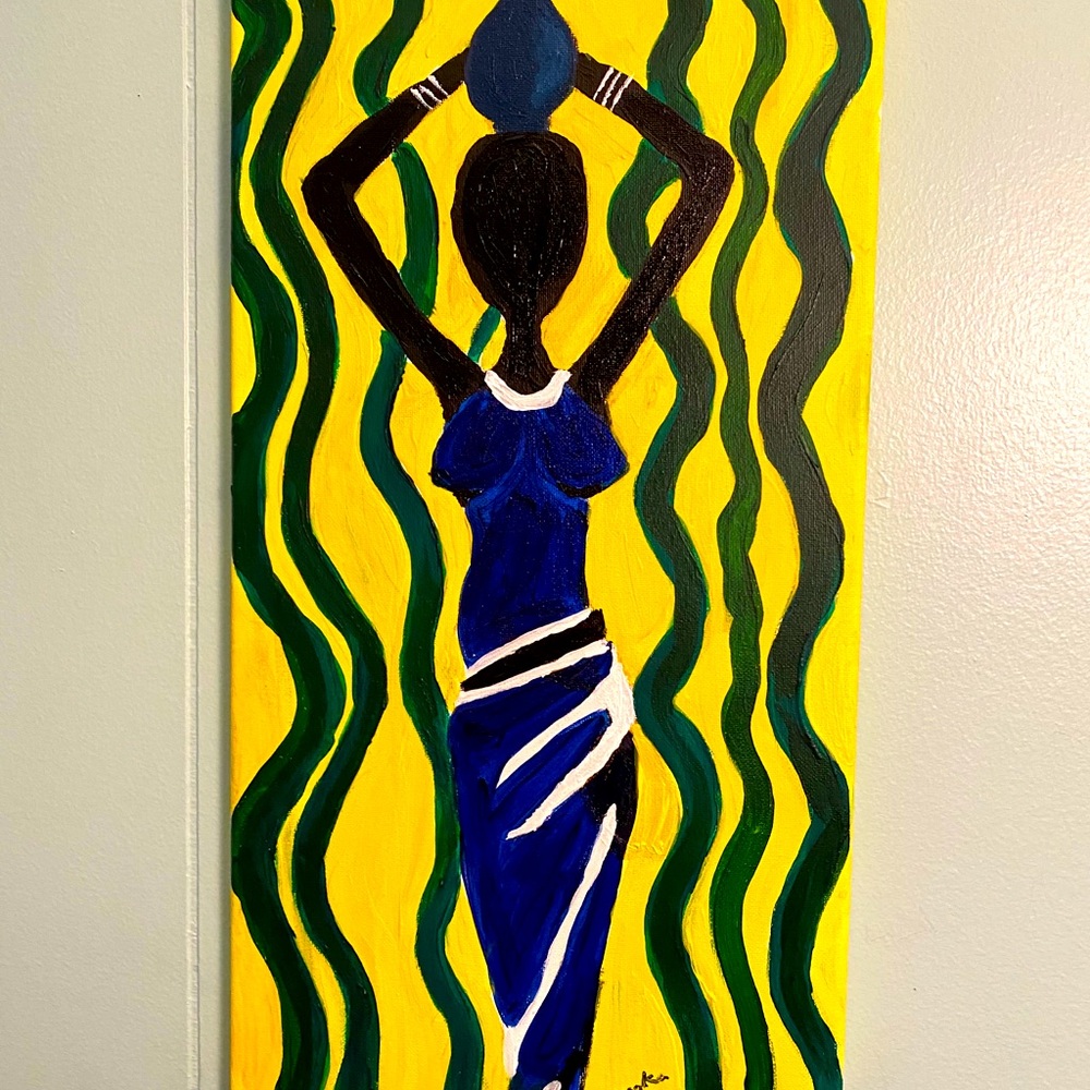 African woman in Village Original Acrylic Painting